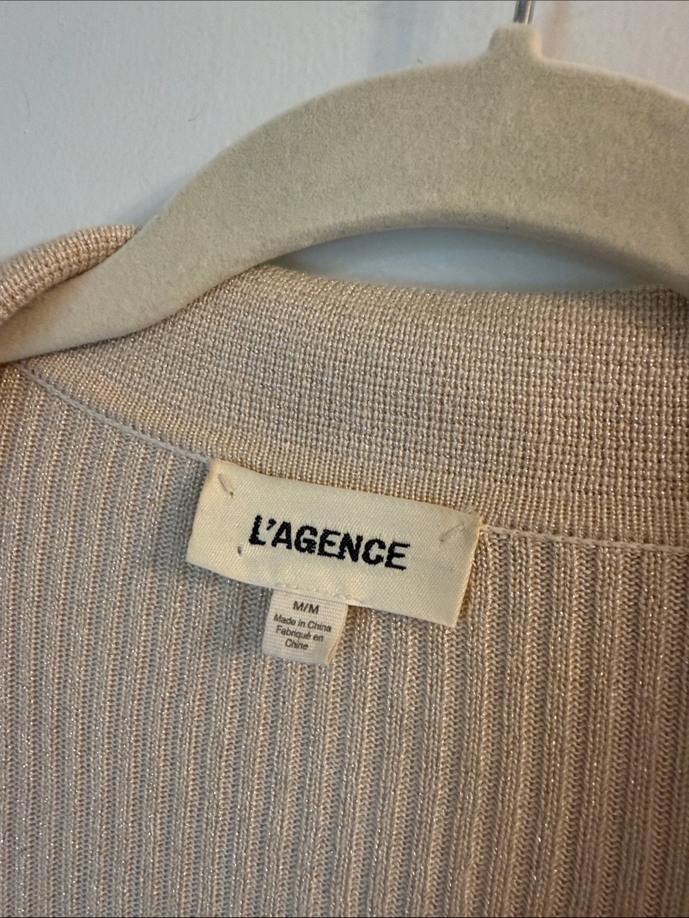 L'AGENCE Gold V-Neck Sweater Long Sleeve Knit Nari Crossover Pullover medium - Picture 3 of 5